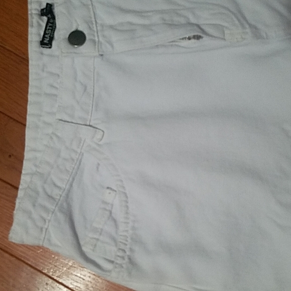 Nasty Gal White Denim Cargo Jeans W/elastic Cuff details Sz 10 - Picture 16 of 16